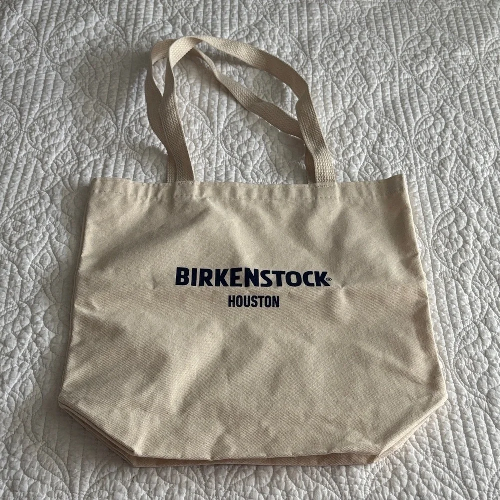 Birkenstock Houston NWOT”BOOTS OFF.BIRKS ON” Natural Canvas Tote - Picture 4 of 10